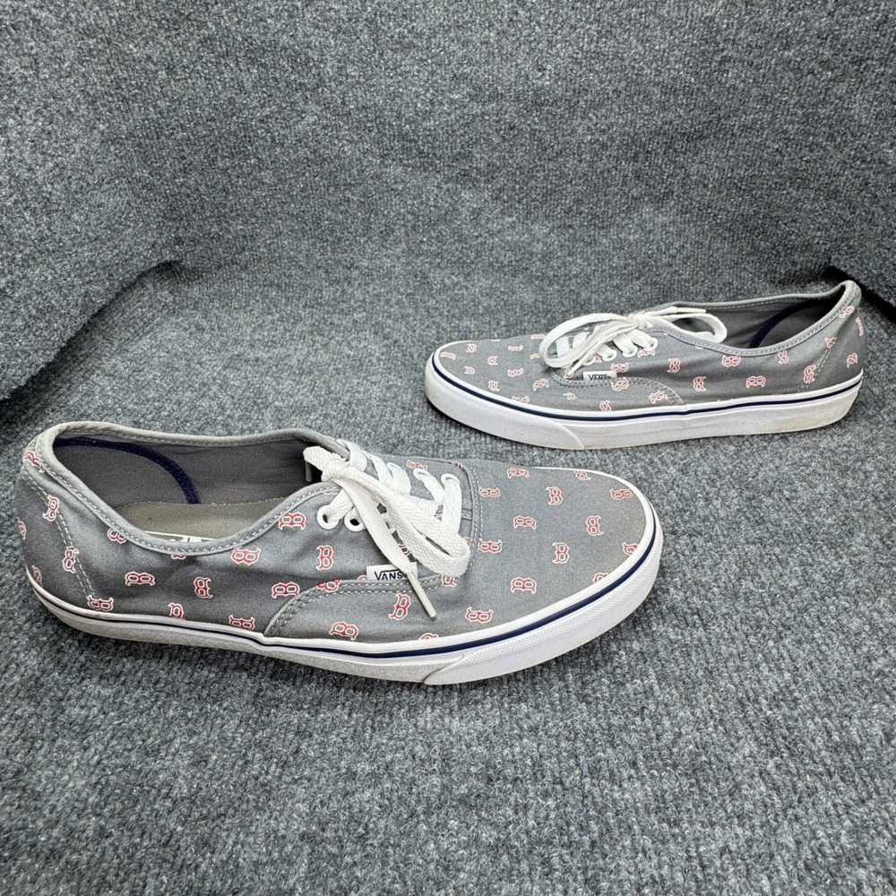 Boston Red Sox Vans Mens 11 Grey Baseball MLB Low Top Sneakers 721461